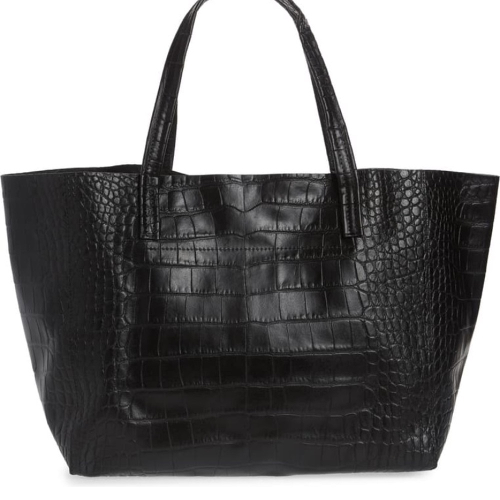 Kurt Geiger London violet Croc Embossing Italian leather tote shoulder strap NWT